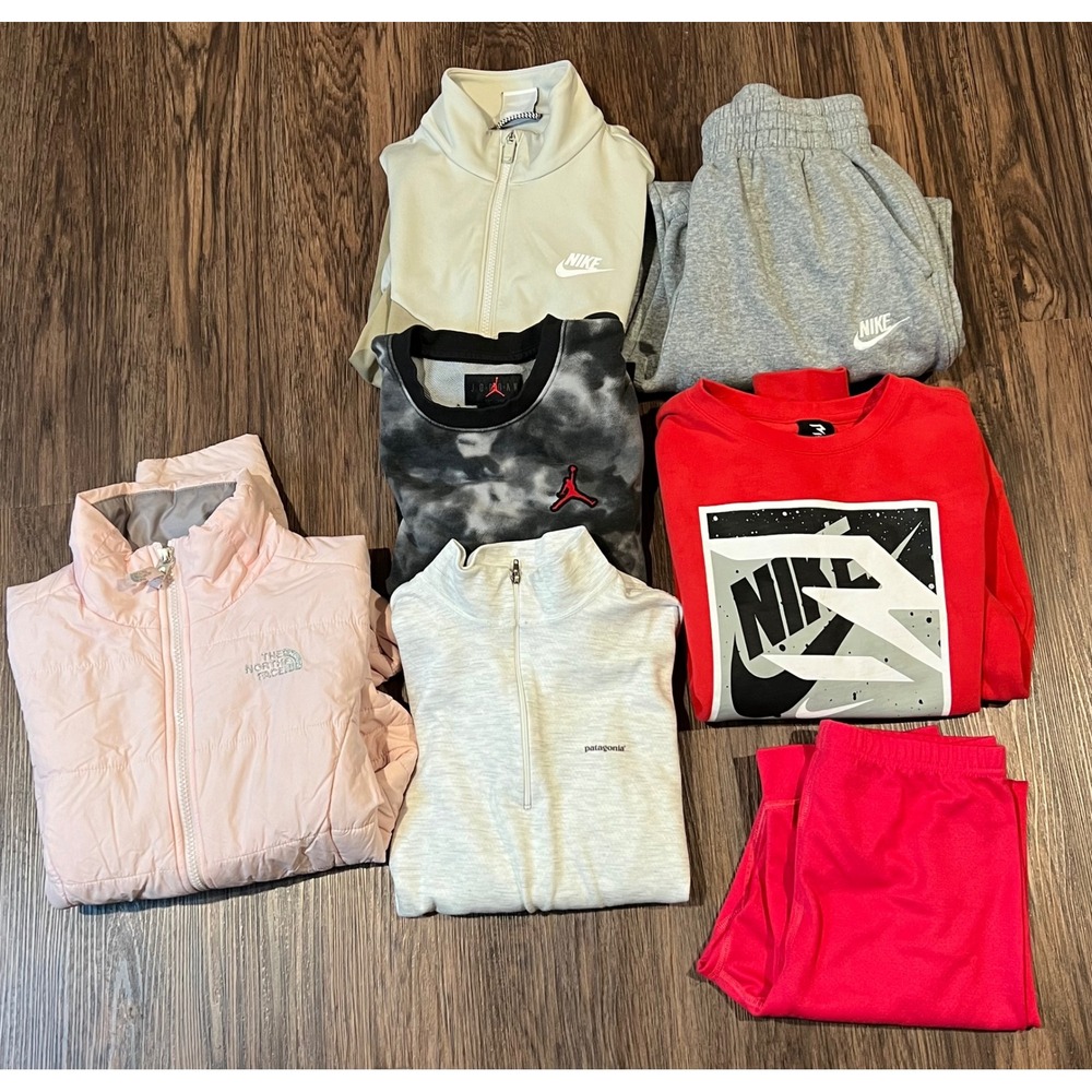Girls Bundle of 7 Sz M Nike Jordan The North Face Patagonia Jacket Sweatshirts